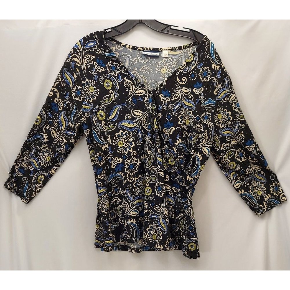 Womens L Paisley 3/4 Sleeve Blouse-H7